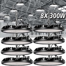 8 Pack 300W UFO LED High Bay Light Shop Industrial Commercial Factory Warehouse