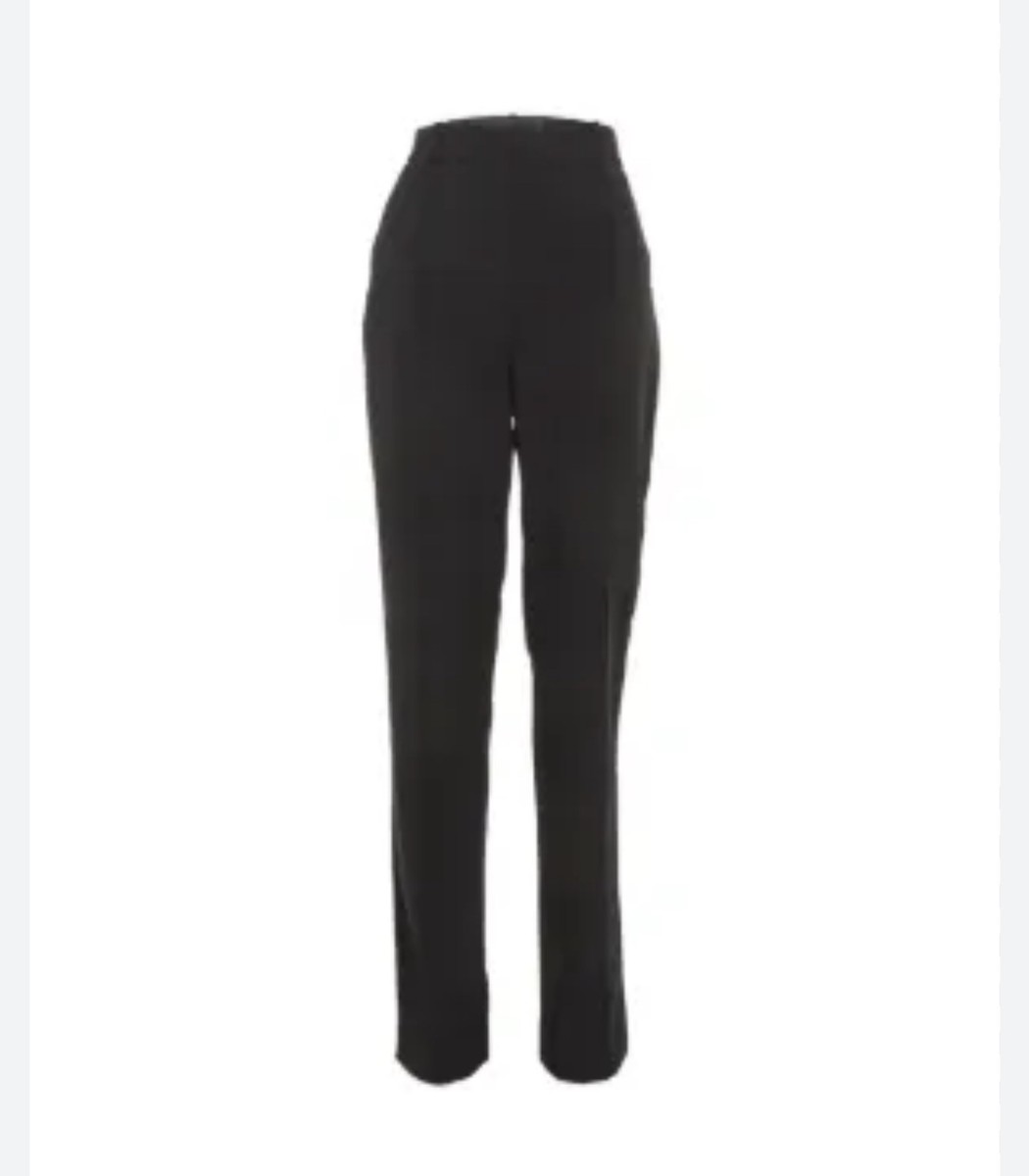 SELF PORTRAIT Crepe Front Zip Split Trousers Slim Pants Pleats Black Size US 4