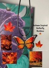 Autumn/Sunset Butterfly Clay Necklace Pendant Cottagecore Fairycore Autumncore