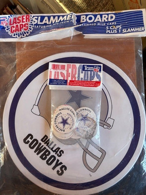1995 Vintage Dallas Cowboys Laser Caps Slammer Board  Caps Plus Slammer NIB POGS