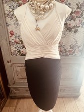 Smart Black Ivory Wiggle Dress Size 10 Jax Fitted Evening Occasion Work