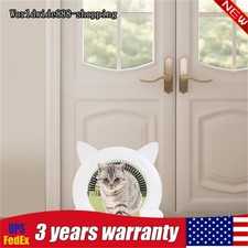 XL Cat Door Indoor with Grooming Brush   White ABS Pet Door for Cats Up to 22lbs