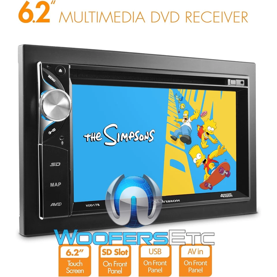 XO VISION XOD178 6.2" TV DOUBLE DIN CD DVD TOUCHSCREEN BLUETOOTH USB STEREO NEW - Image 2 of 4