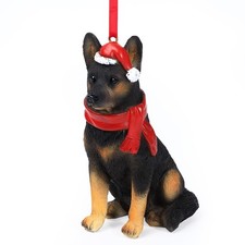 German Shepherd Christmas Ornament Holiday Dog Resin Figurine Collectible Gif...