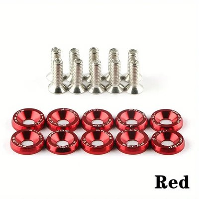 10 STÜCK SCHRAUBEN M6 X 20 MM + 10 UNTERLEGSCHEIBEN ALUMINIUM SENKRECHT FARBE ROT MOTORRAD AUTO