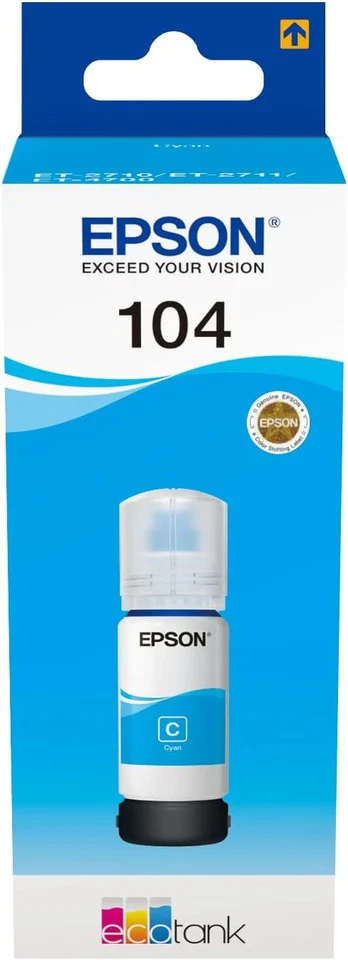 Epson 104 Bouteille d'encre cyan authentique C13T00P240 (TVA incluse) - Photo 1/1
