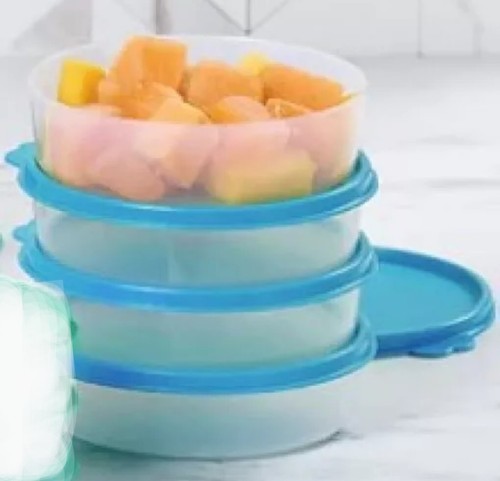 Tupperware MEDIUM WONDERS BOWLS Raindrop Blue Seals Snacks 1.5 Cups Ea ON THE GO - Picture 2 of 2