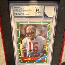1986 Topps Joe Montana #156 Autograph Patch Beckett San Francisco 49ers