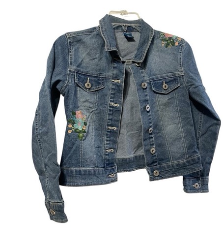 Giacca jeans Arizona bambina denim manica lunga giacca ricamo floreale S 7/8 wild - Foto 2 di 11
