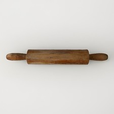 Antique Hard Maple Solid Wood Rolling Pin One Piece Handles Primitive 18.5 X 2.5