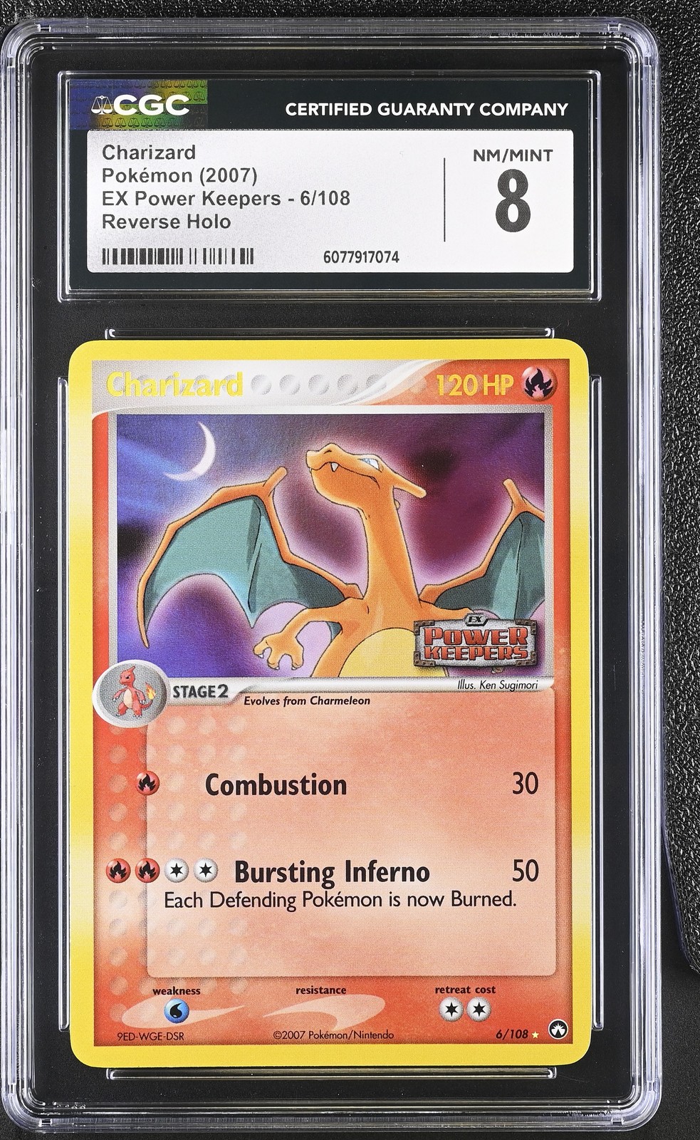 CGC 8 Charizard 2007 EX Power Keepers 6/108 Reverse Holo STAMPED Pokemon Card