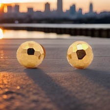 Dainty 22k Yellow Gold Gumdrop Disco Ball Children's Threaded Flat Back Earrings