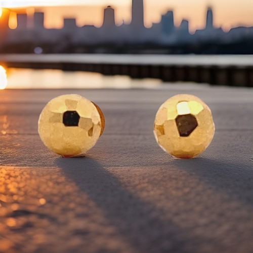 Dainty 22k Yellow Gold Gumdrop Disco Ball Children's Threaded Flat Back Earrings