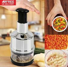 Manual Hand Press Garlic Onion Chopper Vegetable Food Chopper Processor Dicer UK