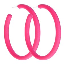 Neon Hoop Earrings Retro Acrylic 6cm 2.36 inches , Hot Pink