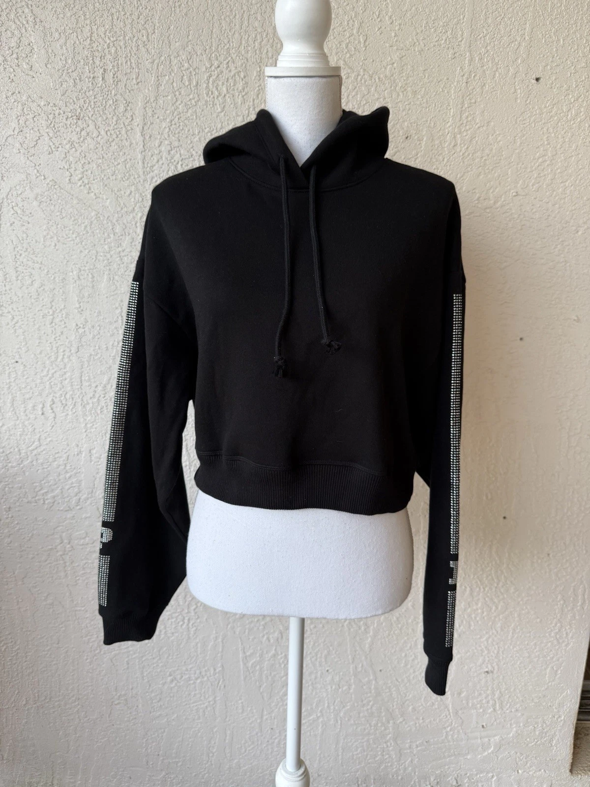 UNDERCOVER Felpa con cappuccio Victoria's Secret ROSA nera Campus Bling cropped taglia S oversize