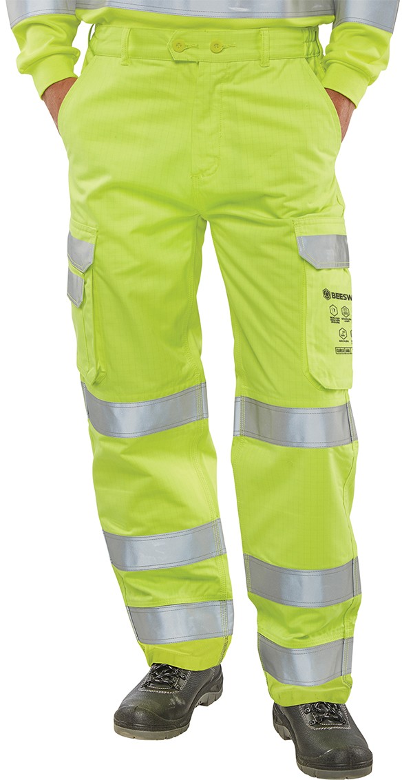 Beeswift Arc Compliant Hi-Vis Trousers Saturn Yellow Size 42T