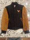 Vintage Walt Disney Studios Leather Wool Bomber Jacket Mickey Mouse Large- Htf