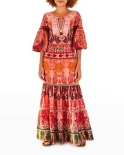 FARM Rio NWT Anika Print Macaws Tiered Maxi Boho Dress S $345