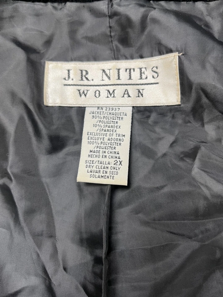 Chaqueta cárdigan JR Nites para mujer 2X negra terciopelo lentejuelas cuentas fiesta  Foto 4 de 4