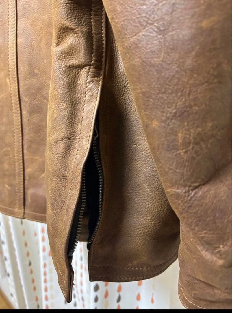 C.P. COMPANY Leather Jacket Brown Casual Button Closure Used thumbnail 4