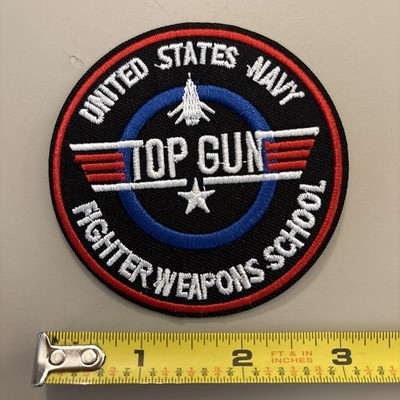 Top Gun (Embroidered Iron On Patch) United States Navy Fighter Weapons School