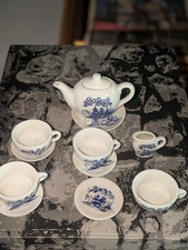 VINTAGE Miniature / TEA CUP /SAUCER /TEA POT MADE IN JAPAN BLUE DESIGN