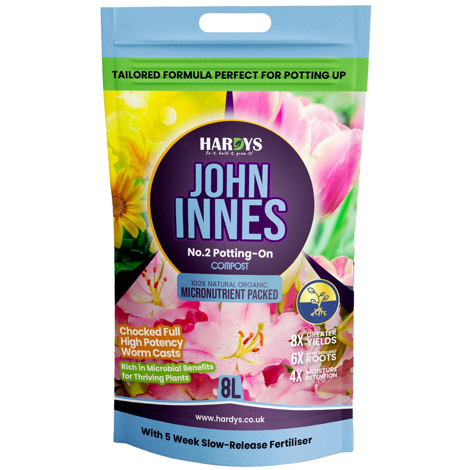 8L Potting-On Compost John Innes No2 Worm Cast Potting Mix Indoor/Outdoor Plants