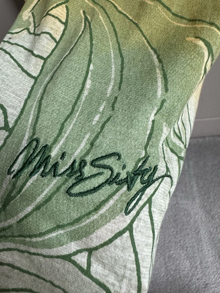 Miss Sixty Sheer Mesh Print Asymmetric Top S Y2K Fairycore Boho Graphic Tee - Image 2 of 4