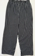 Uncommon Threads Adult 2XL Black White Striped 38x32 Drawstring Chef Pants 4000