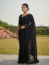 Premium Georgette saree with c panel beers work on all over the saree