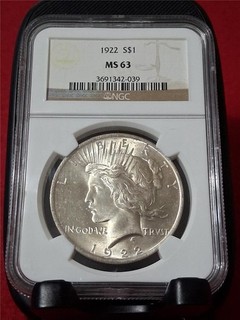 1922 S$1 Silver Peace Dollar NGC MS 63 #MF 4278