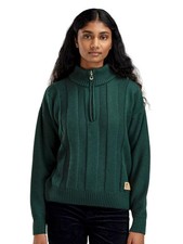 NEW Women's M Dale of Norway Kvaloy 1/4 Zip 100 Merino Wool Knit Sweater Green