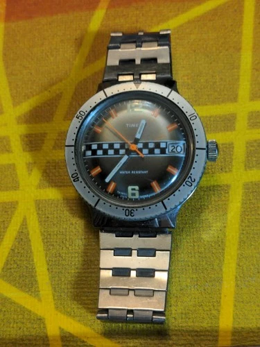 Timex Marlin Rally/Checkered Sports Dial Date Only Vintage “Rare!!” Taiwan