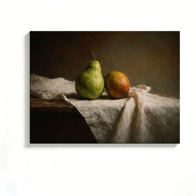 Pear Still Life Canvas Painting 2D Flat Frameless Wall Art for Home Office Decor