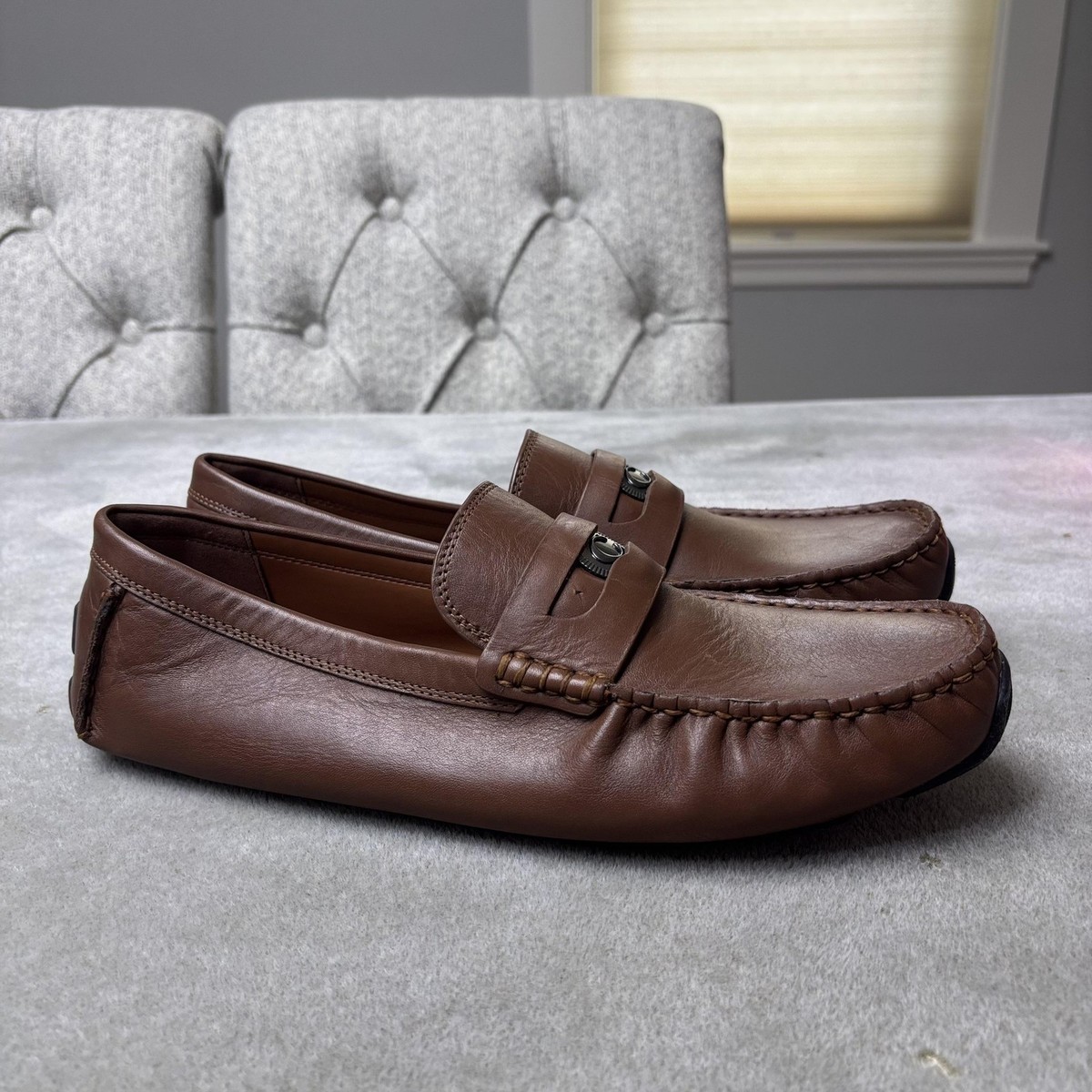 Coach Signature Coin Driver Mens Size 9.5D Loafers Slip On Penny