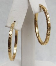 VINTAGE 14K YELLOW GOLD 1 1/4" OVAL HOOP EARRINGS