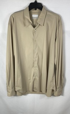 Prada Men's Tan Cotton Long Sleeve Button Up Shirt Made in Italy Sz 42 16.5