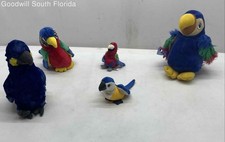 Vintage Lot Of 5 Pcs Assorted Multicolor Mixed Variety Soft Birds Plush Toys