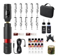Tuffking Tattoo Rotary Pen Machine Wireless Power Supply Cartridge Needles INKS