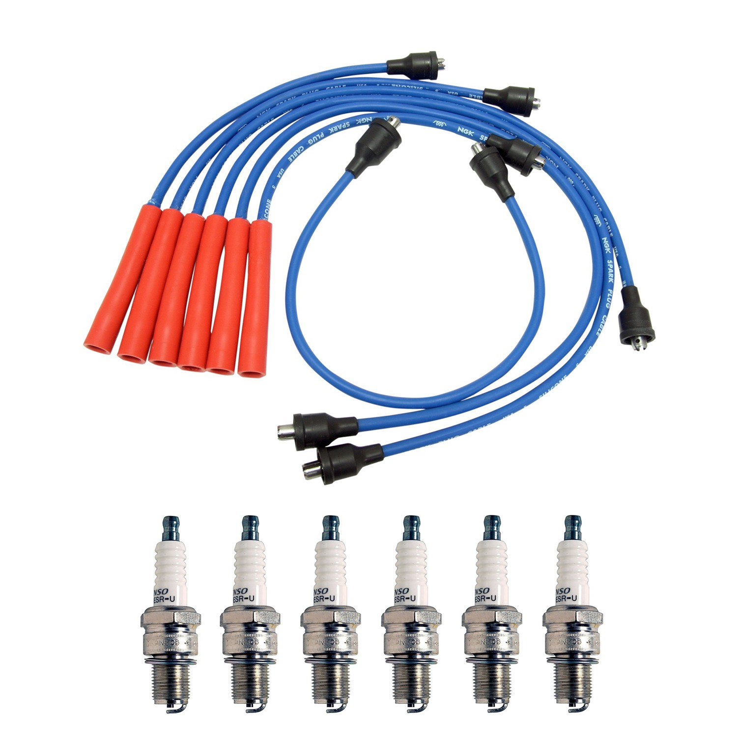 NGK Wire Set  Denso 6 Standard Spark Plugs Kit for K10 K20 Pickup Suburban L6