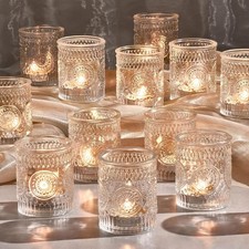 30 Pack Clear Glass Votive Candle Holders Vintage Candle Holder Bulk Tealight