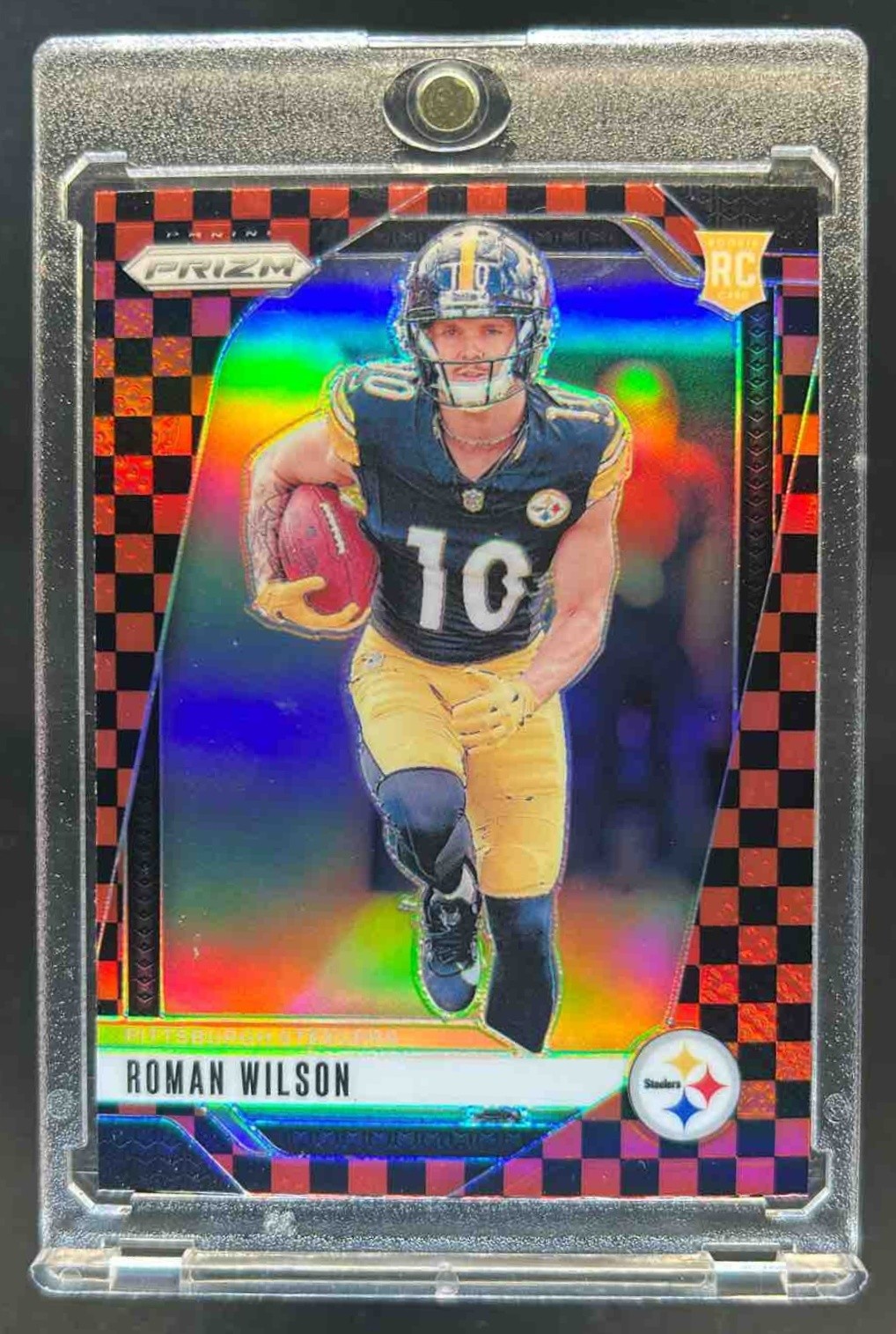 2024 Prizm Roman Wilson RC Black and Red Checker #384 Steelers