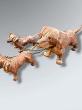Vintage Hand Carved Wood Dachshund Dog Figuri...
