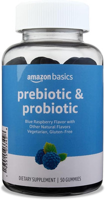 Amazon Basics Prebiotic & Probiotic Gummies, 2 Billion CFU, Blue Raspberry, 50 C