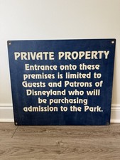 Original Disney Disneyland Private Property Sign Prop