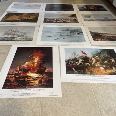 Historical US Naval Battle Ships~ 1781 -1950~ Litho 1781- 1950 . (Set Of 11) EUC