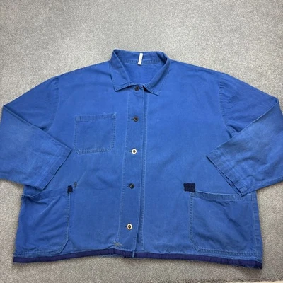 Veste française femme 3XL XXXL bleu VINTAGE vêtements de travail toile... - Photo 1/4
