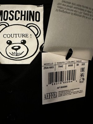 MOSCHINO Couture Milano Toy Bear Logo Polo Shirt Black US  Size: 46/50/52