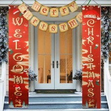 72" Merry Christmas Door Banner Flag Hanging Porch Sign Party Decor 2024 Xmas US